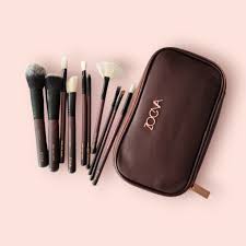 ست براش 9تکه کیف دار رنگ قهوه ای سوخته