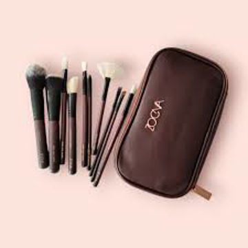 ست براش 9تکه کیف دار رنگ قهوه ای سوخته